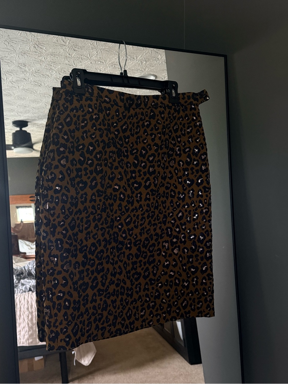 Etcetera Brand Leopard Print Pencil Skirt with Shimmer Detail